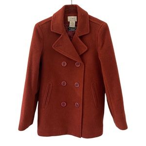 Wool Peacoat in Burgundy/Red from L.L. Bean — Italian Fabric, Size S/2/4